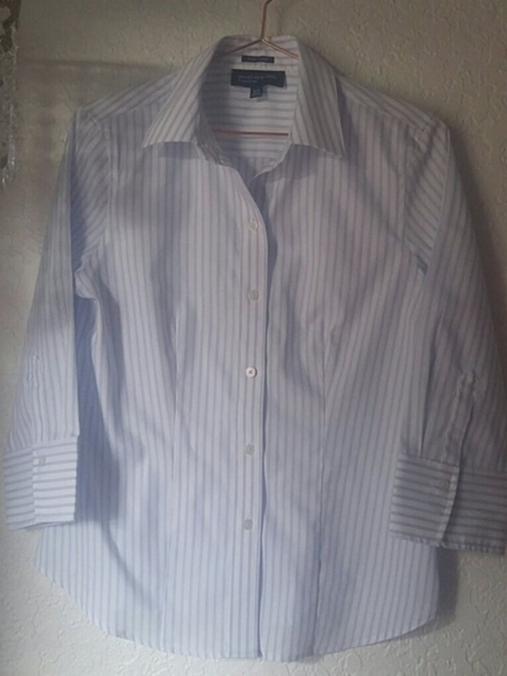 Jones New York SZ S Cotton Button Down fitted Front 3/4 Cuffed Sleeves